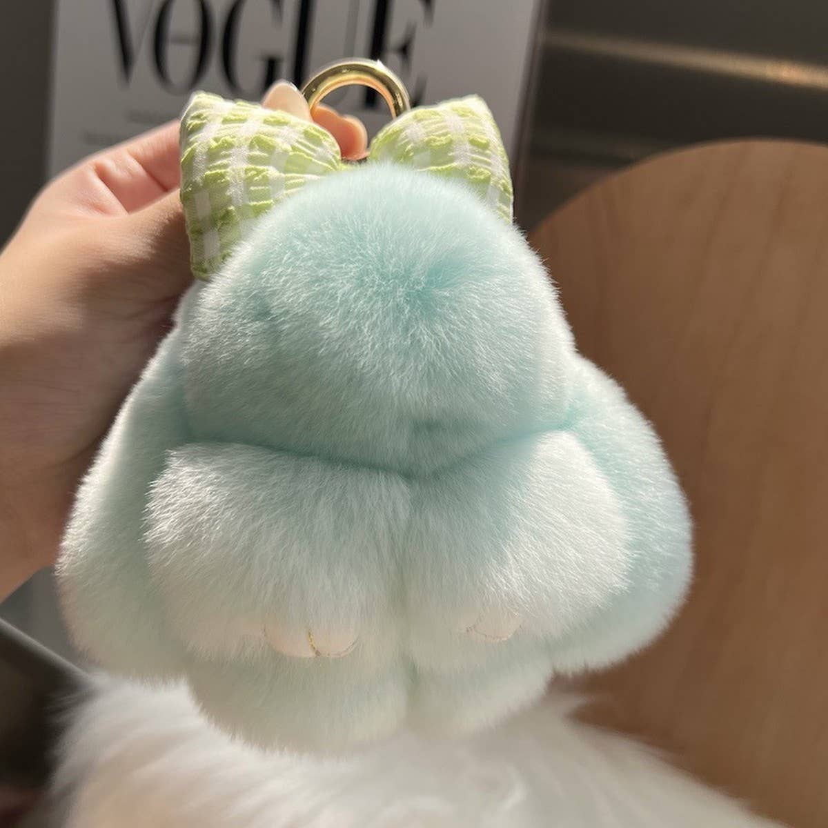 CUTE PLUSH DOLL BOW BUNNY CAR KEYCHAIN PENDANT