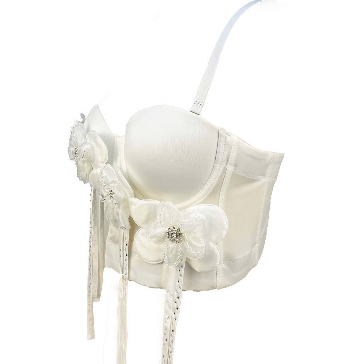 HIGH-END FLOWER SUSPENDERS SEXY HERRINGBONE BRA