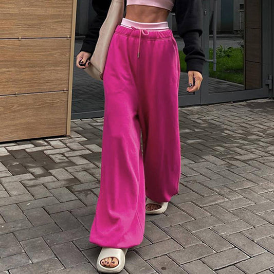 SOLID COLOR LOW-RISE LANTERN WIDE-LEG PANTS