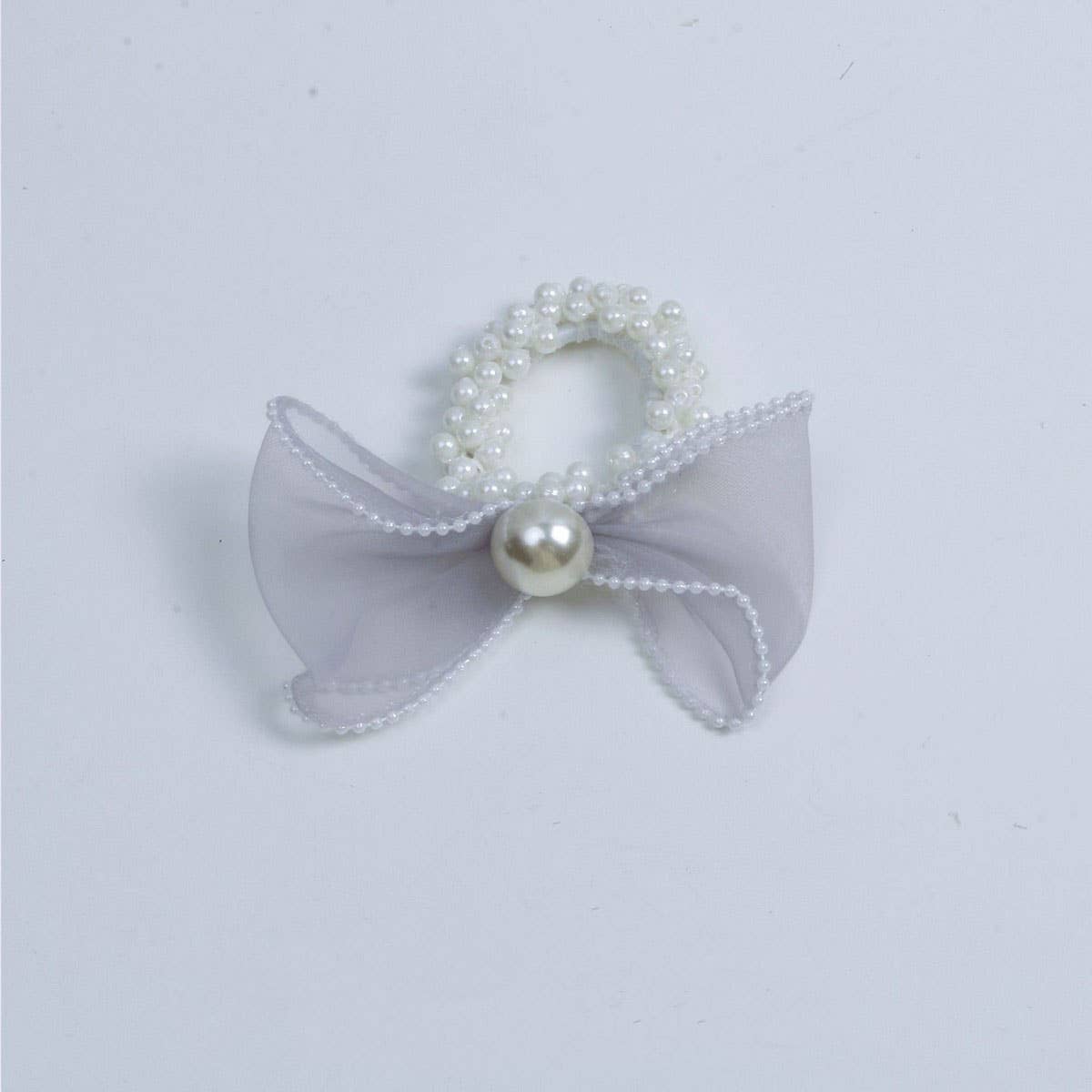 Elegant Organza Bow Pearl Hair Tie for Women
