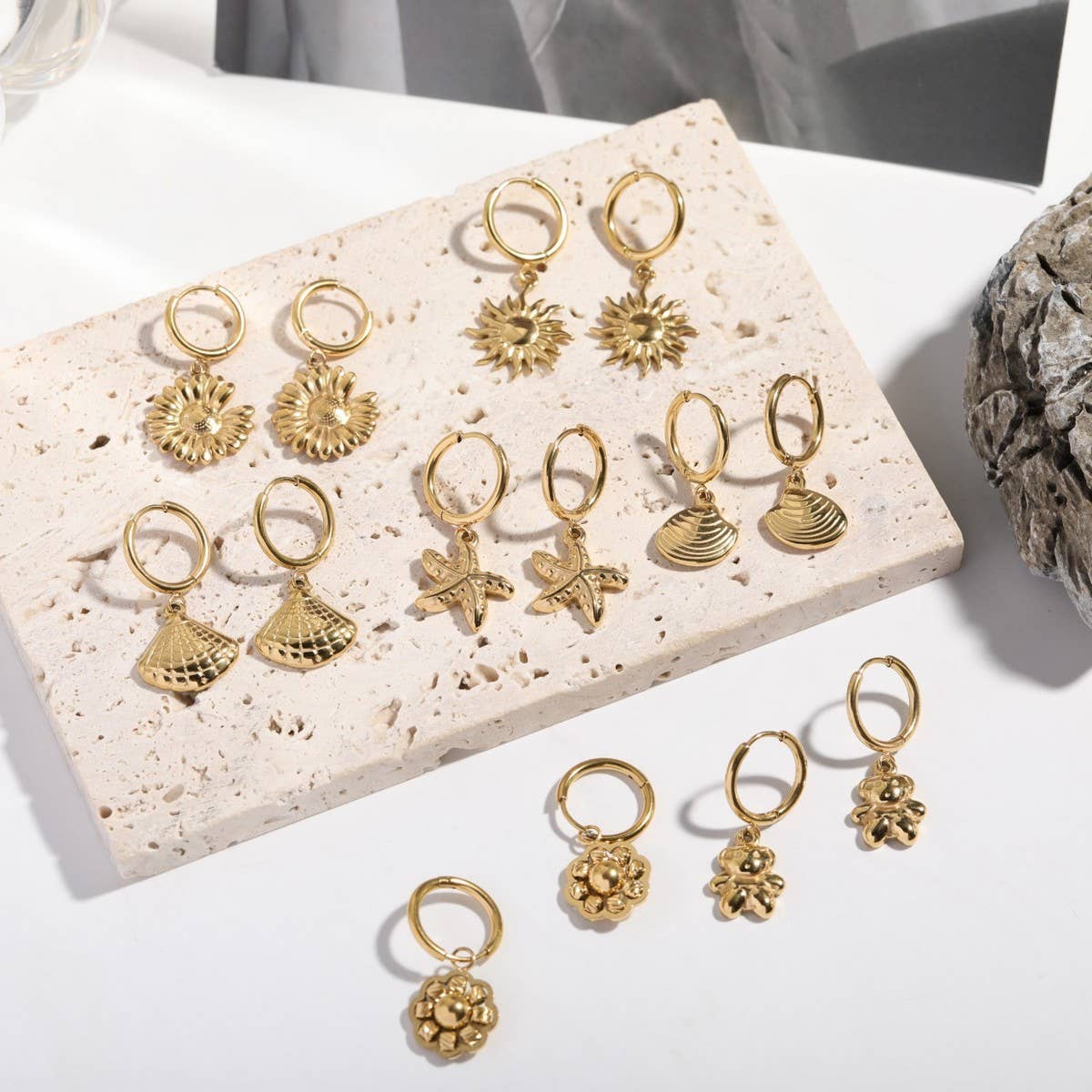 Creative stainless steel mirror pendant earrings