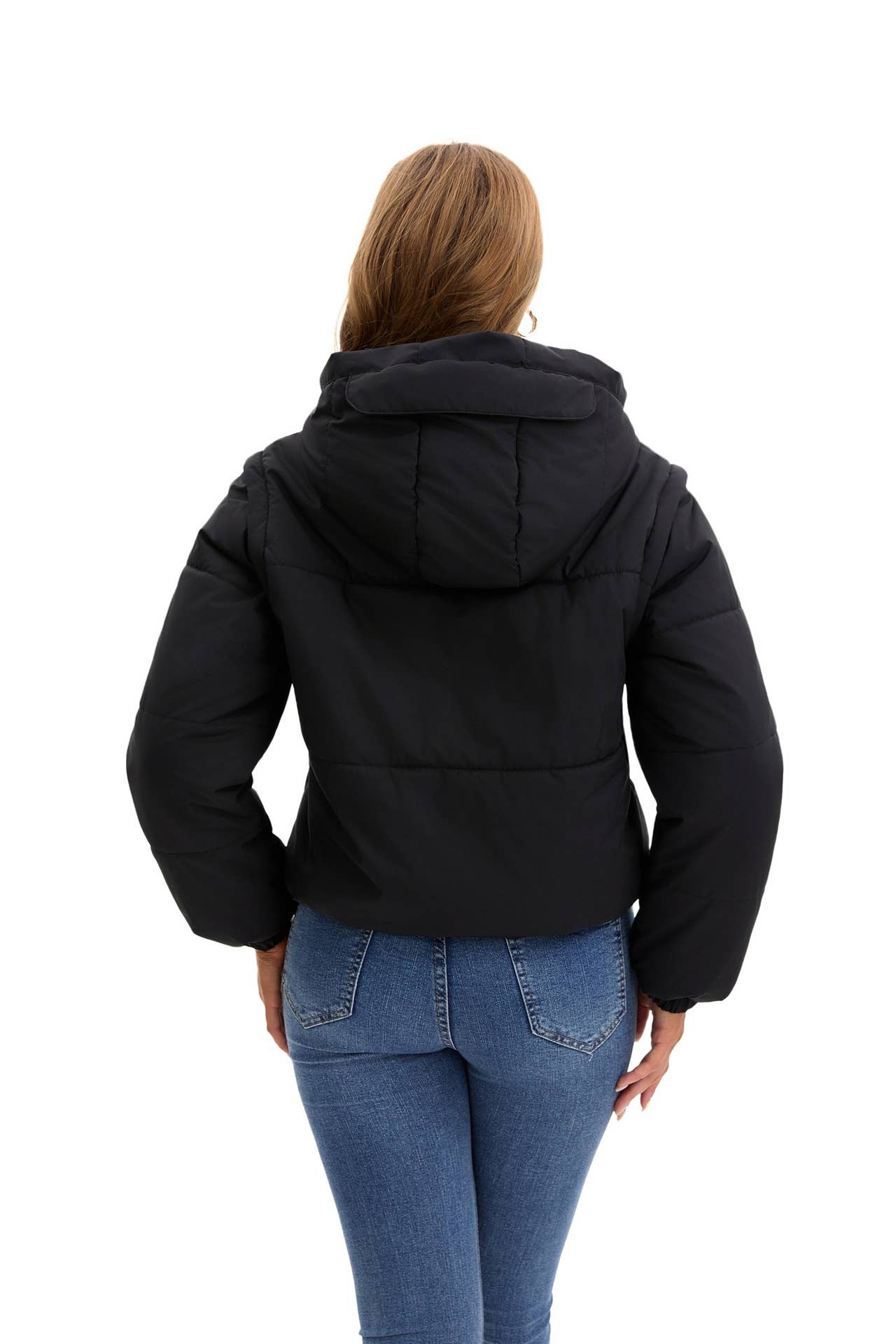 Short and thick breaded cotton-padded jacket