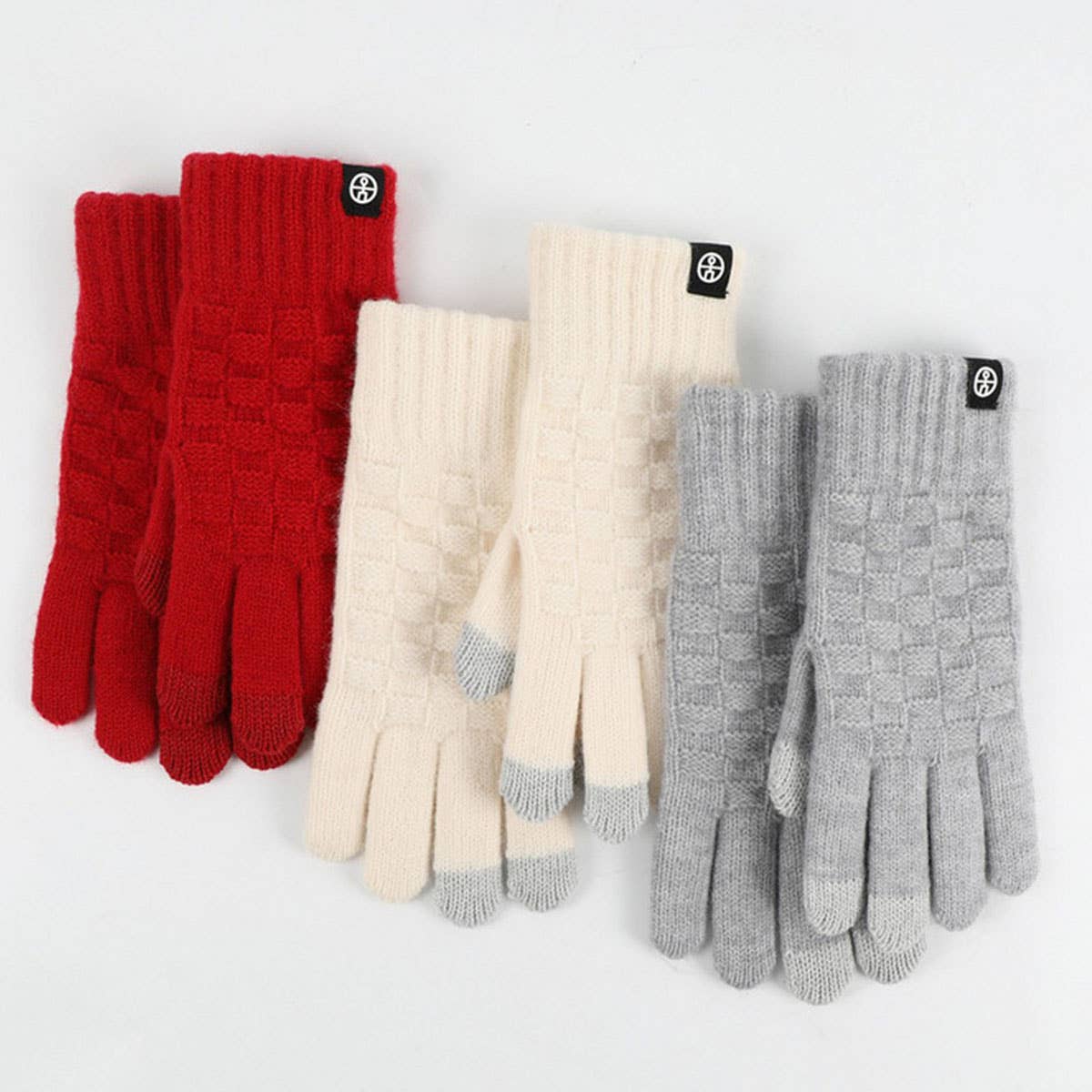 WINTER WARM PLAID KNITTED TOUCH SCREEN GLOVES_CWAG0410