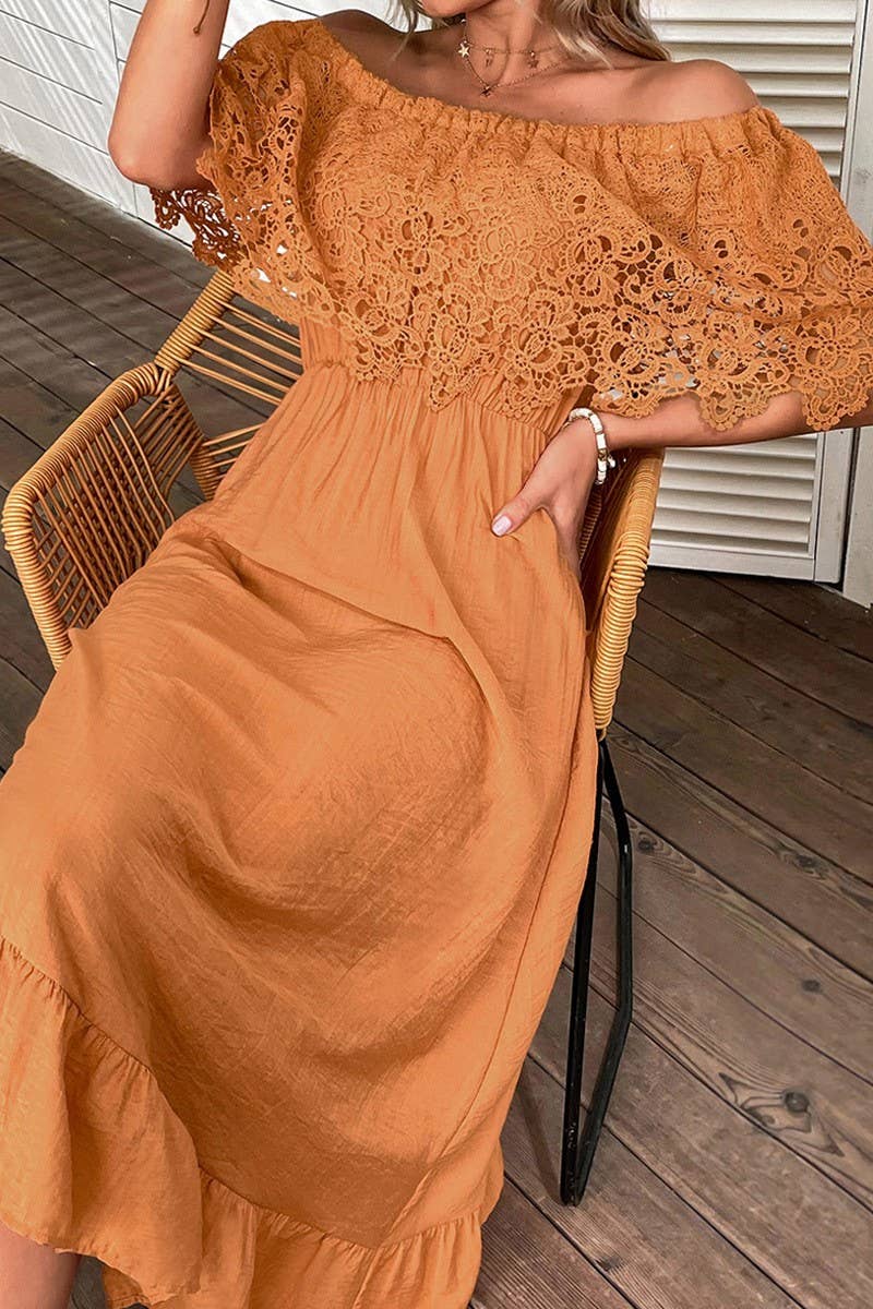 CWDMD00960_TEMPERAMENT COMMUTING LACE PATCHWORK DRESS