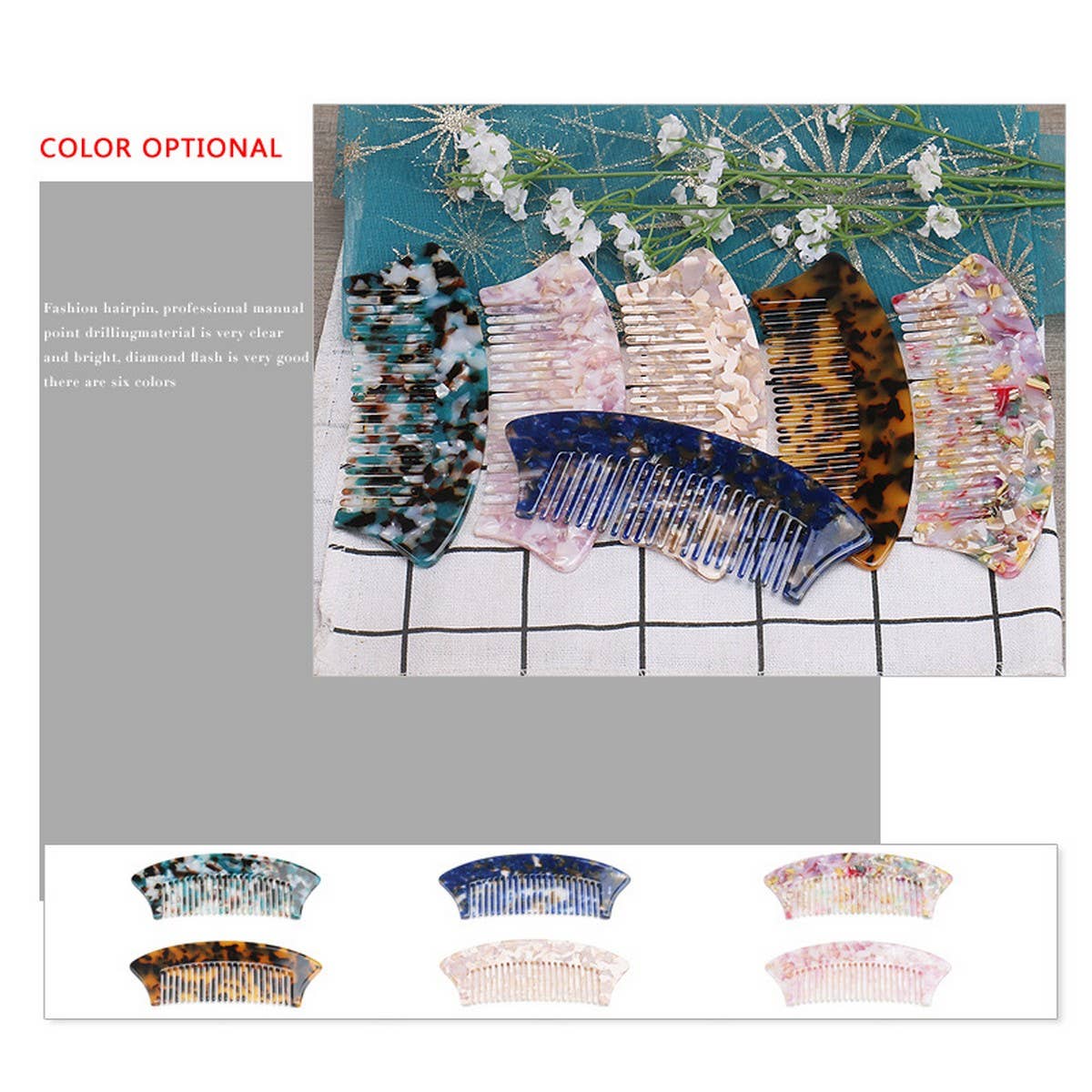 ACETATE SHEET SEMI-CIRCULAR 4MM ANTI-TANGLE COMB_CWAHA4183