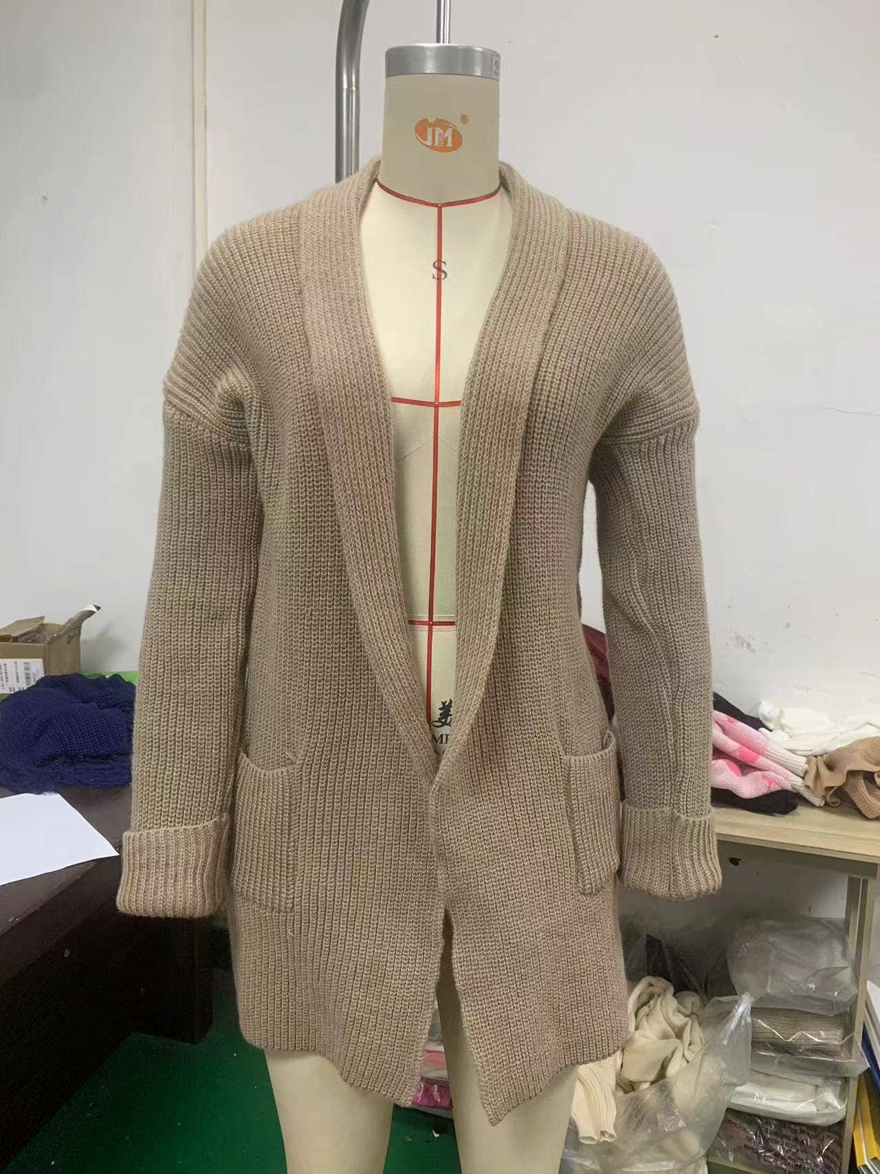 THICK SOLID COLOR V-NECK KNIT CARDIGAN SWEATER