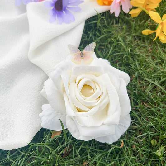 Romantic elegant butterfly plastic rose hairpin
