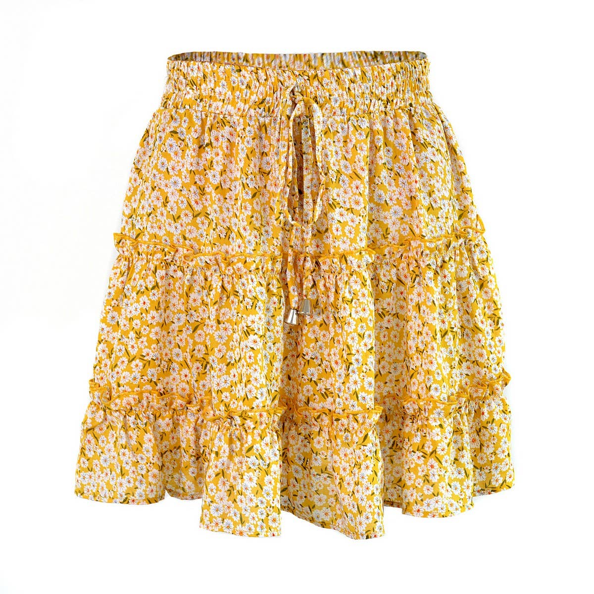 WOMEN'S HIGH WAIST RUFFLED FLORAL SKIRT_CWAB4791