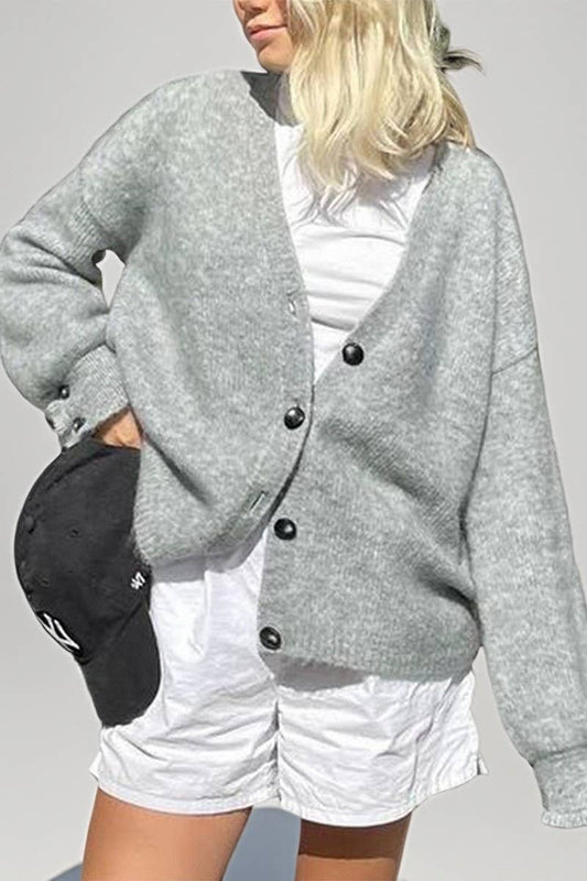 CWOCAL00769_SOLID COLOR LONG-SLEEVED KNITTED CARDIGAN