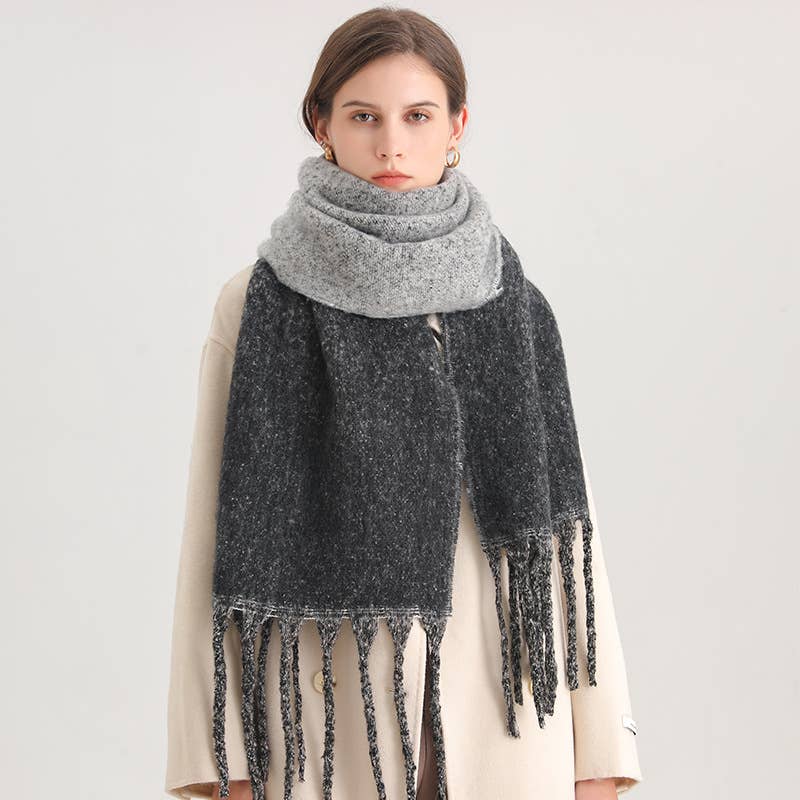 Thick Ombre Scarf Cashmere Touch Winter Shawl