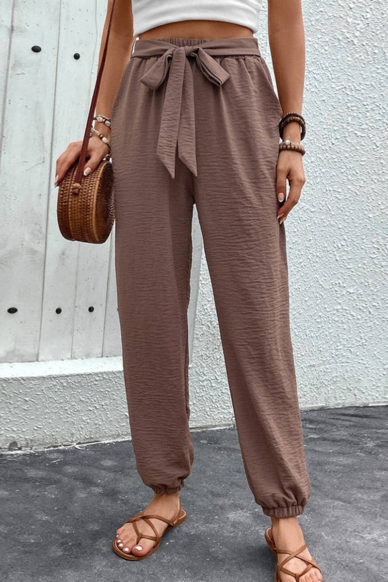 CWBLP0809_HIGH WAISTED LACE-UP CASUAL PANTS