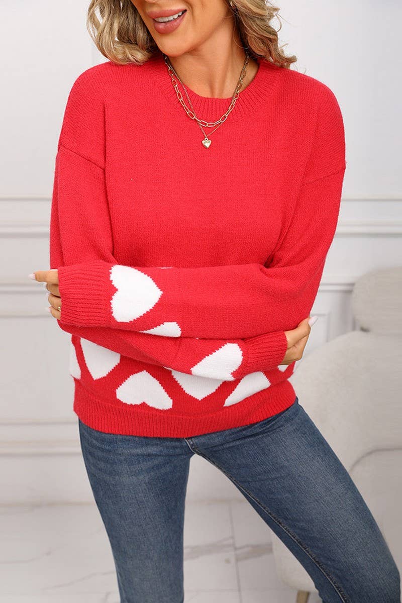 CWOSWL07585_HEART LONG SLEEVE VALENTINE'S DAY SWEATER