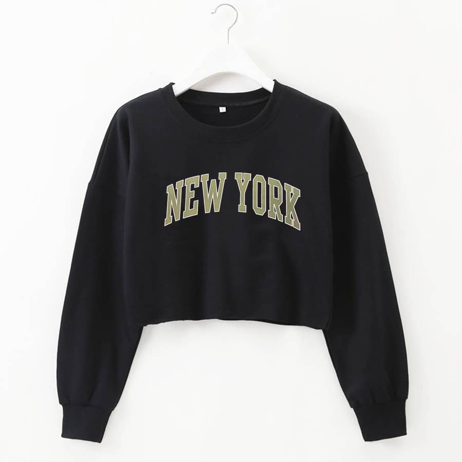 Letter print short loose long sleeve hoodie
