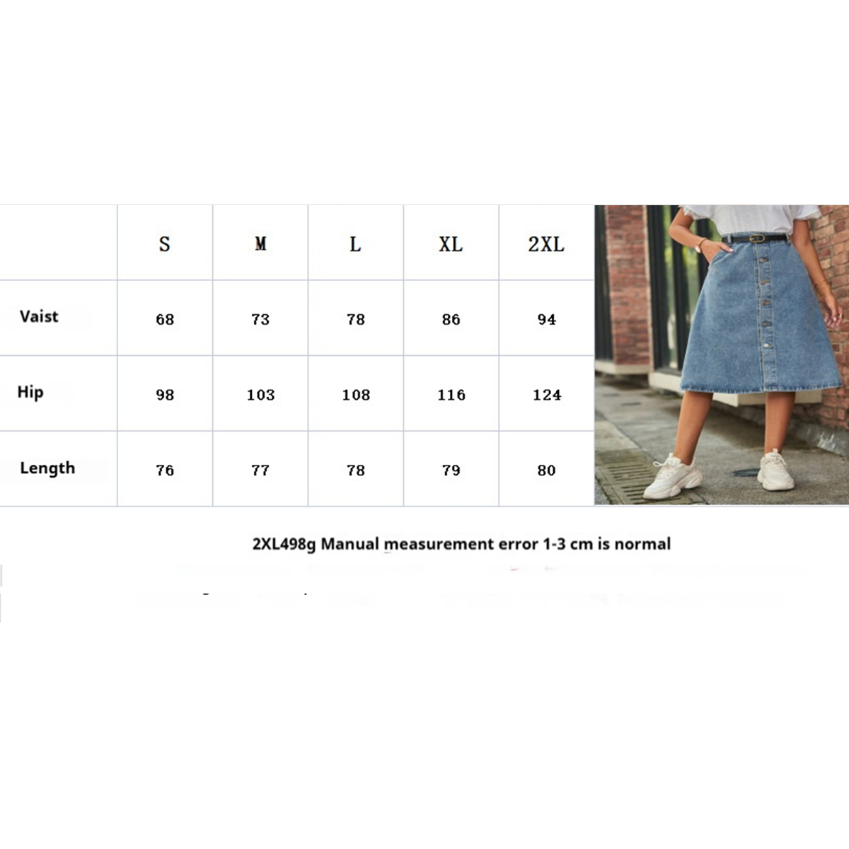 Washed Denim Button Front Skirt for Women Slim
