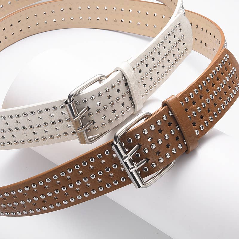 Punk hip-hop style five-pointed star-hole belt