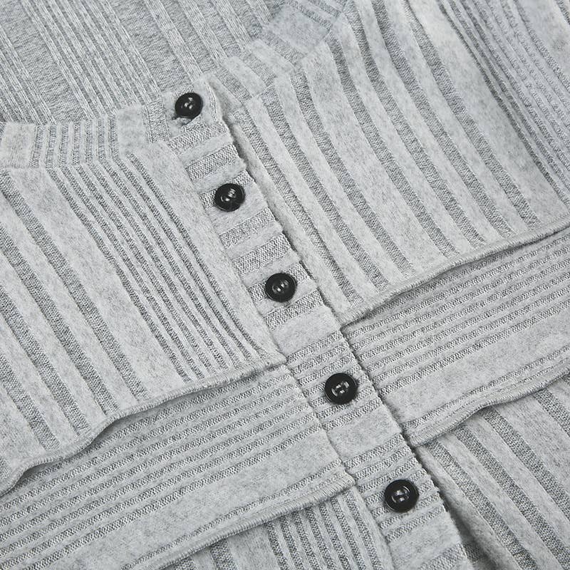 SOLID COLOR BASIC KNIT BUTTON SLIT SLIM T-SHIRT