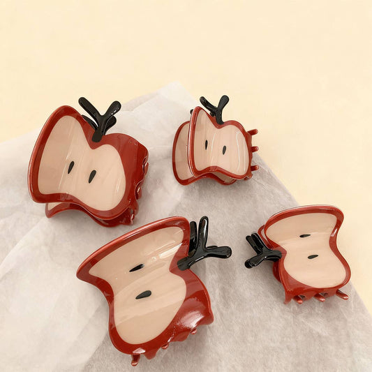 CWAHA07738_CUTE APPLE FRUIT HAIR CLAW CLIP FOR GIRLS