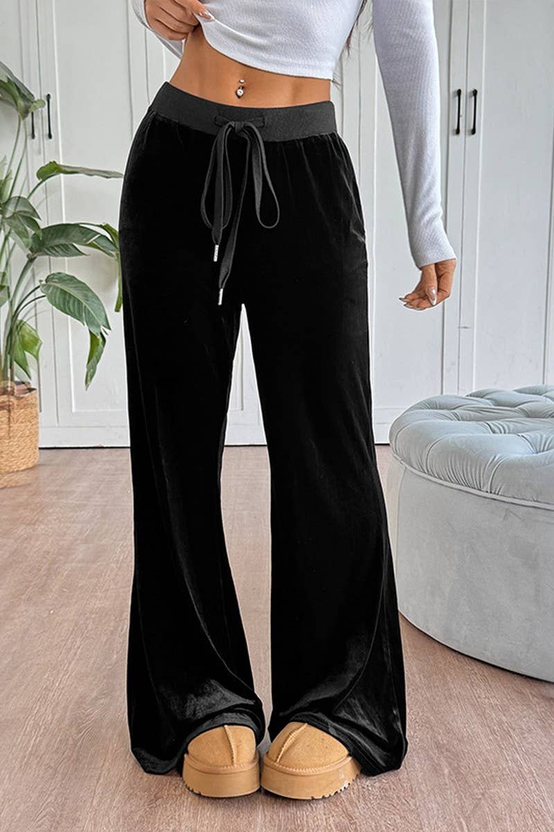 CWBLP2152_VELVET FLARE HIGH WAIST DRAPED PANTS