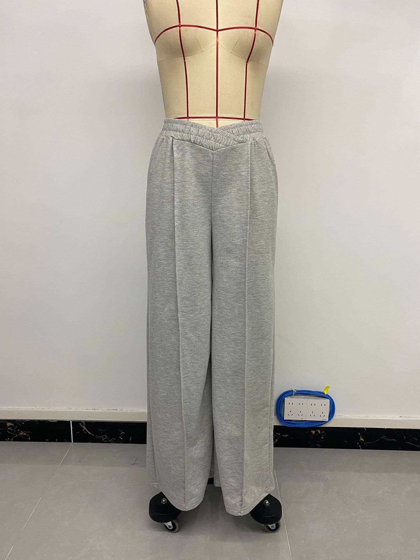 V-shaped high-waisted patchwork wide-leg pants