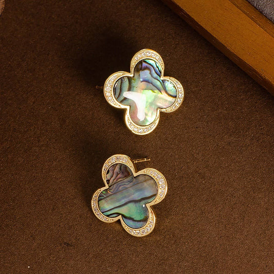 NATURAL ABALONE SILVER NEEDLE EARRINGS