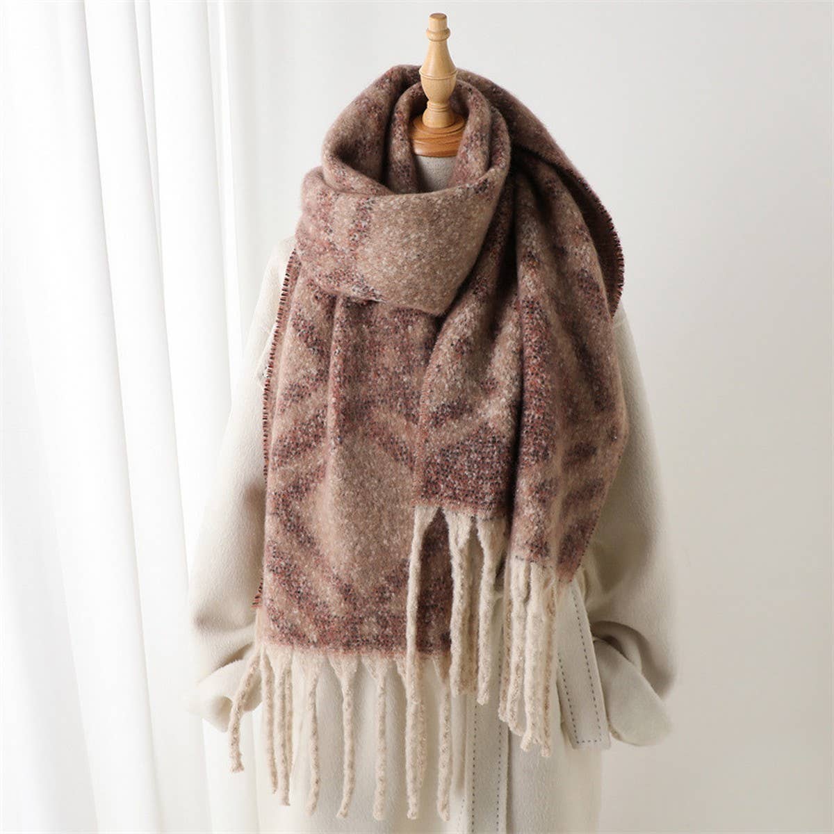 Autumn and winter geometric tassel shawl scarf_CWASC2772