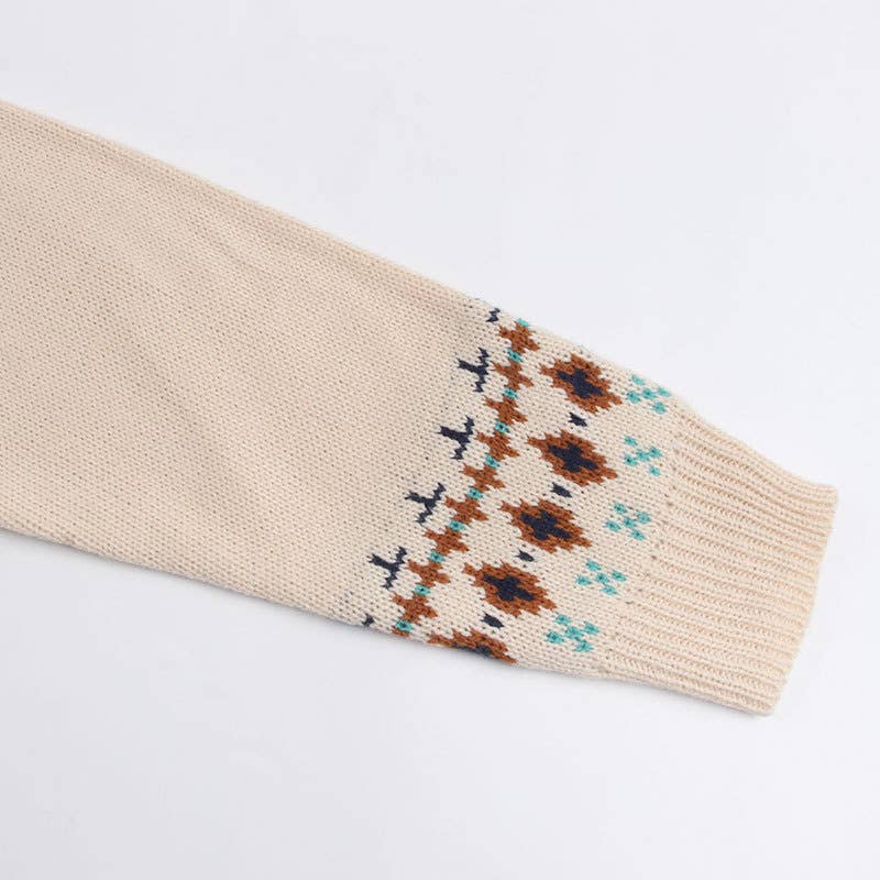 VINTAGE JACQUARD BUTTON PULLOVER SWEATER