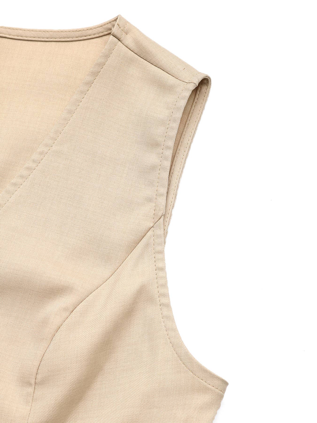 Sleeveless waistcoat shorts commut two-piece set