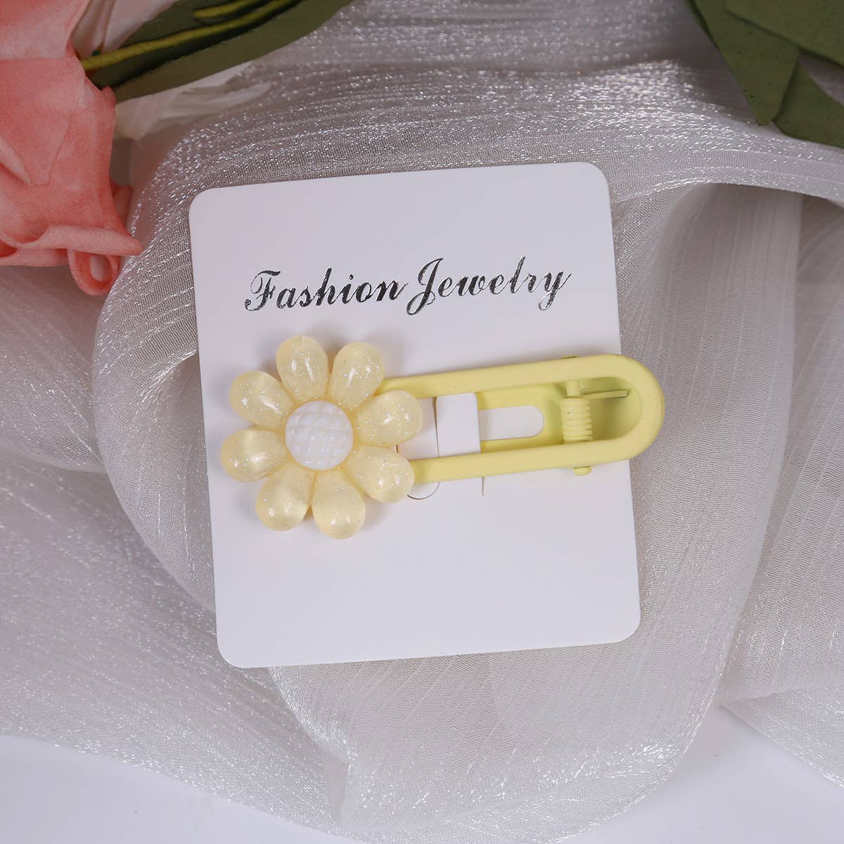 Dopamine-colored resin flower hair clips