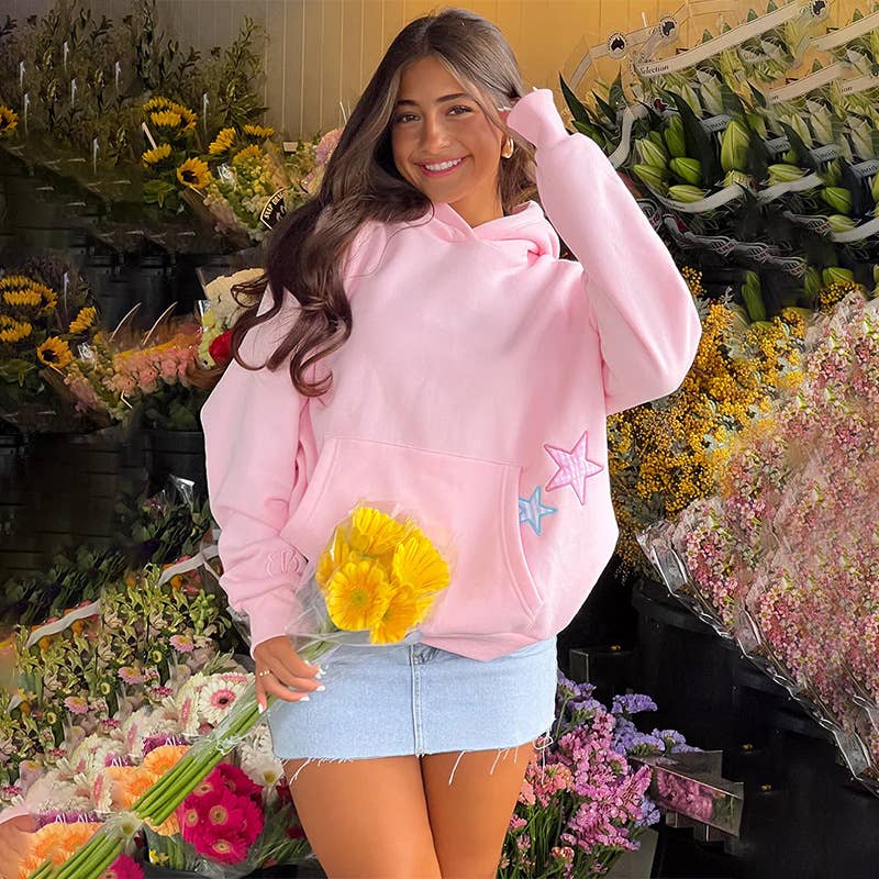 Fashion star applique hoodie lady