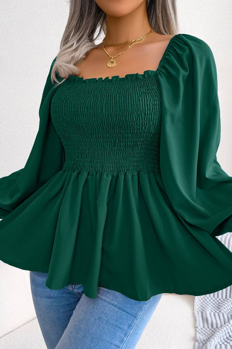 WOODEN EAR EDGE SQUARE COLLAR LONG SLEEVE SHIRT_CWTSTL1038