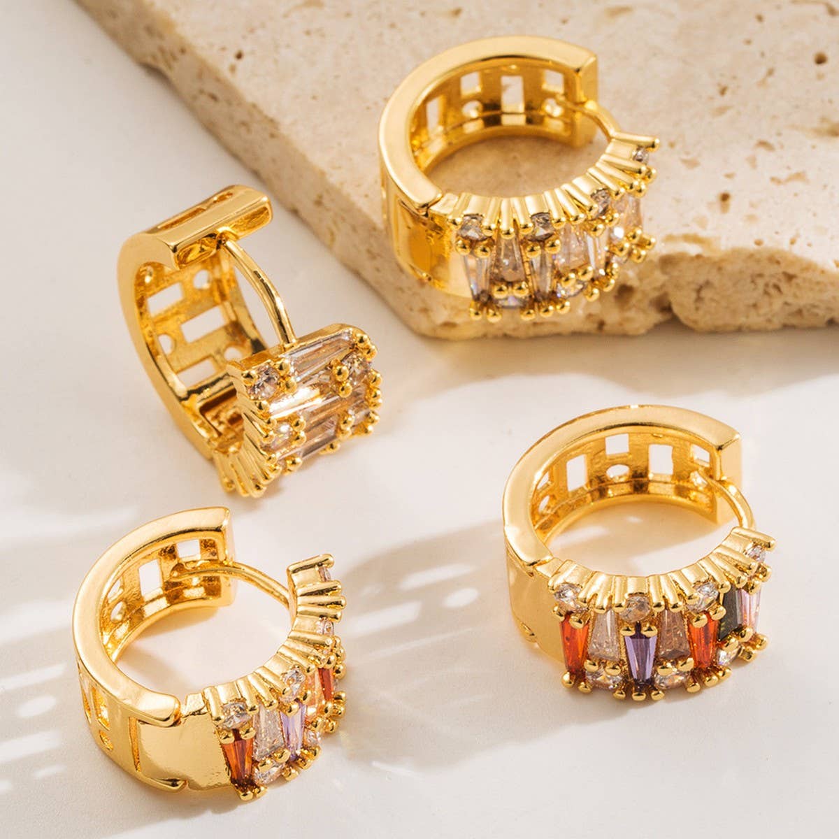 Colorful Gold-Plated Hoop Earrings Luxury Design