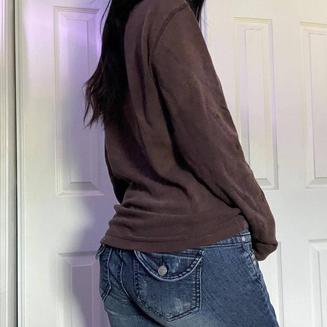 Round-neck printed long sleeve striped shirt