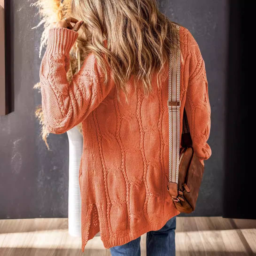 SOLID COLOR UNBUTTONED MID-LENGTH CARDIGAN