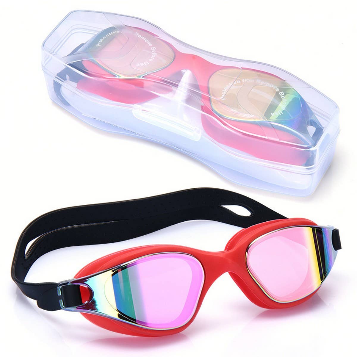 Silicone One-Piece Swim Goggles, HD Anti-Fog Lens