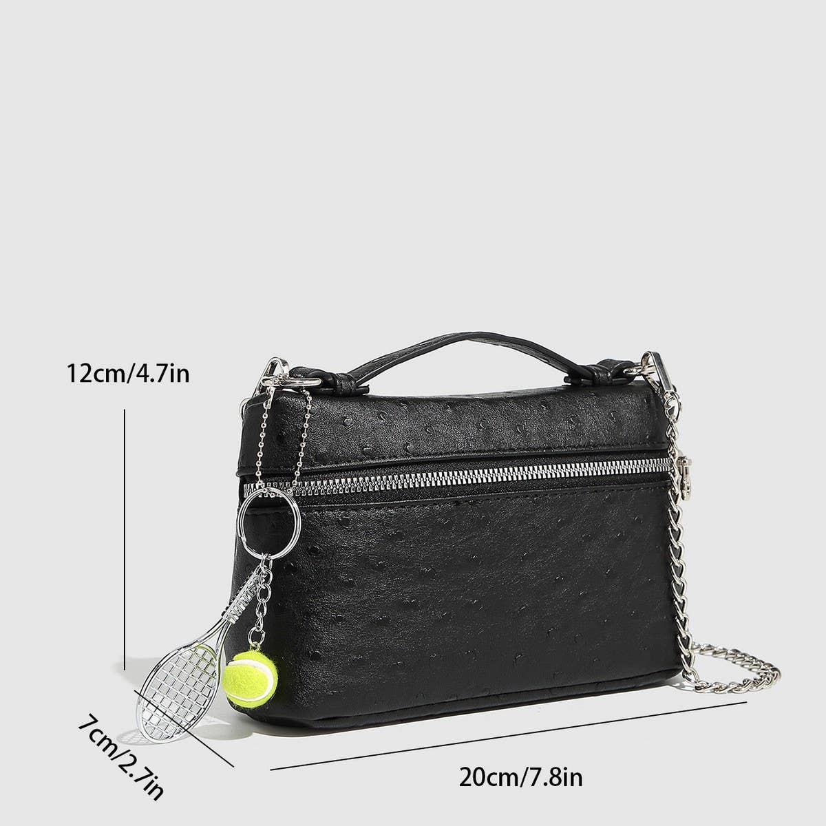 Racing Style Ostrich Grain Shoulder Bag_CWAB5724