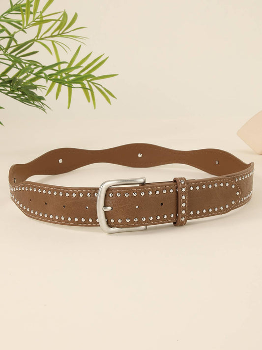 Double-row rivet trendy women's belt