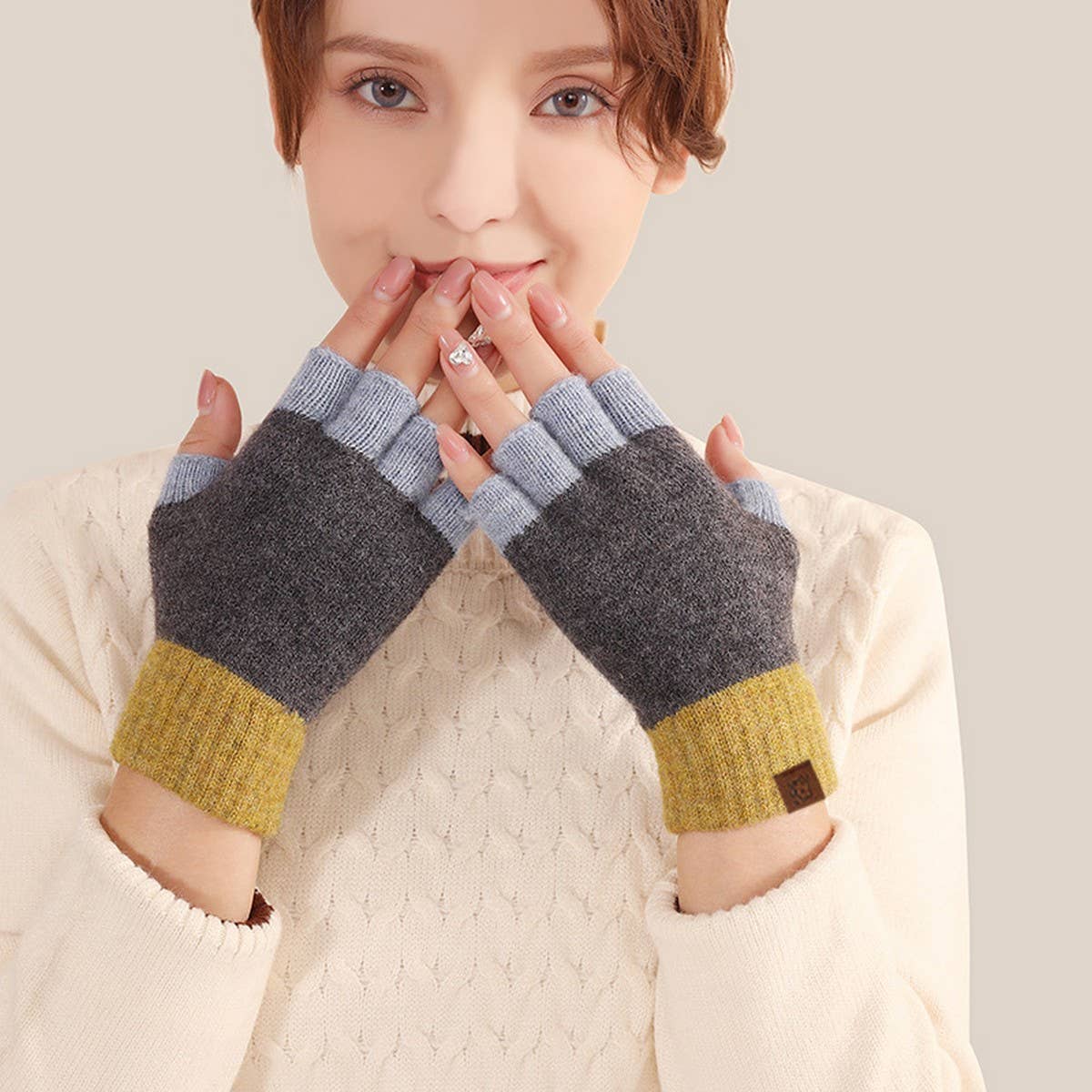WINTER FINGERLESS KNITTED WARM TOUCHSCREEN GLOVES