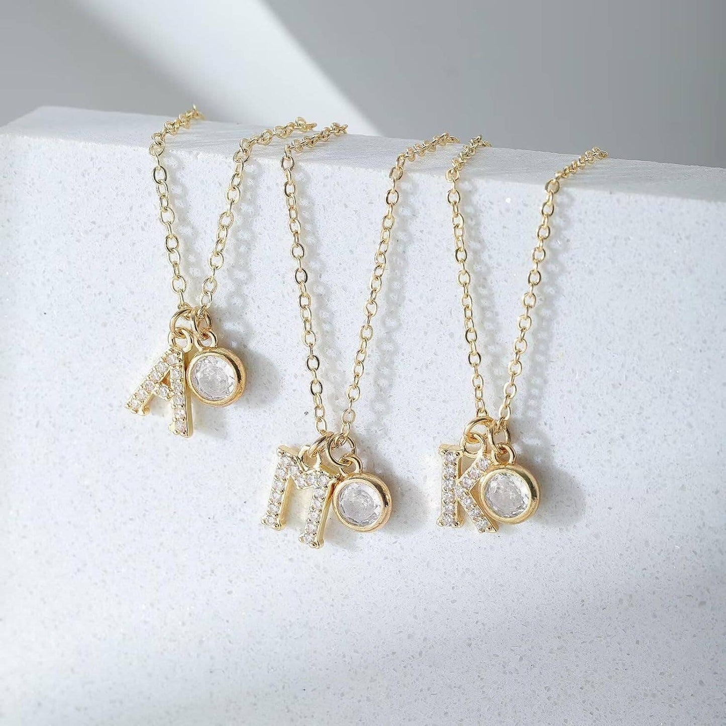 Fashionable golden zircon 26-letter necklace