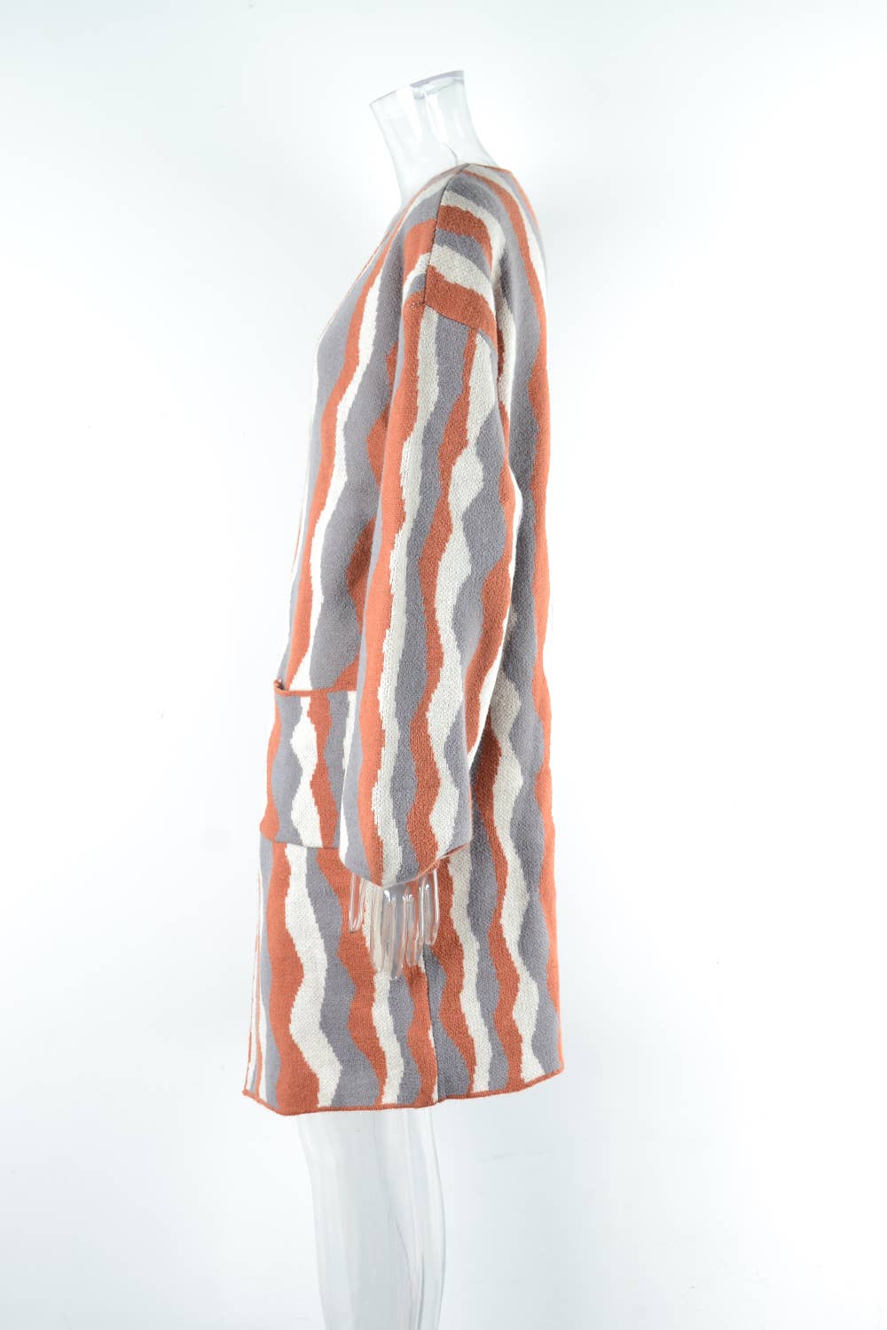 Patchwork Fashion Knit Cardigan Pocket Jacket