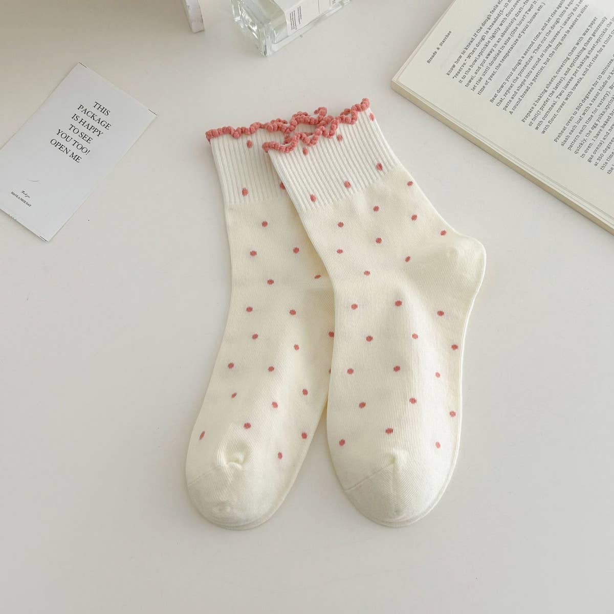 ALL-MATCH NEW POLKA DOT MID-CALF SOCKS_CWMS0953