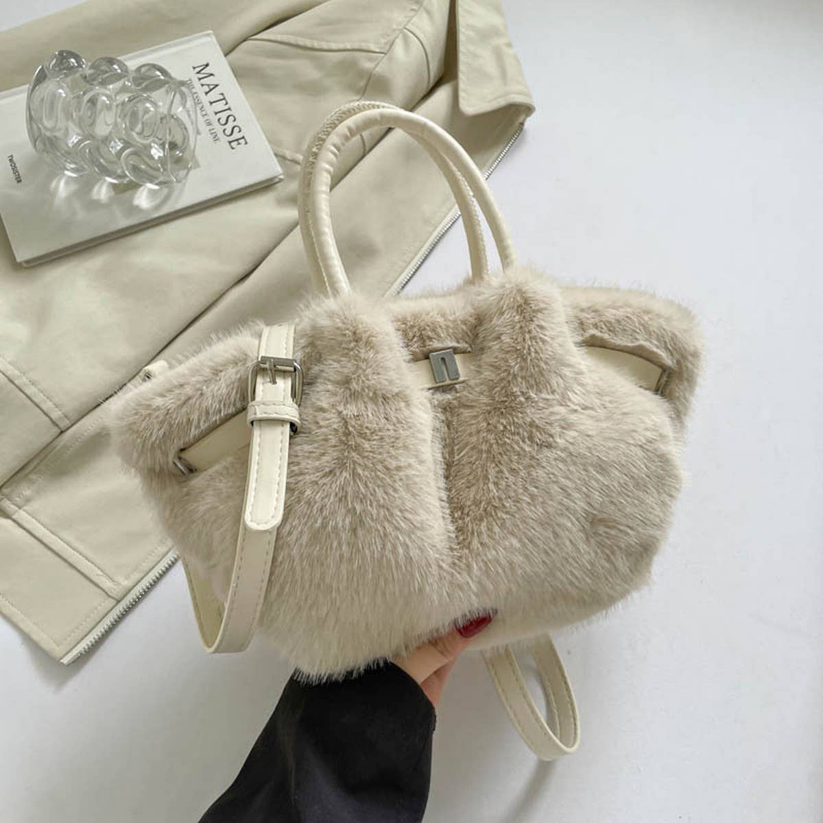 Fluffy Rabbit Fur Bag Korean Handbag Crossbody_CUAB00599