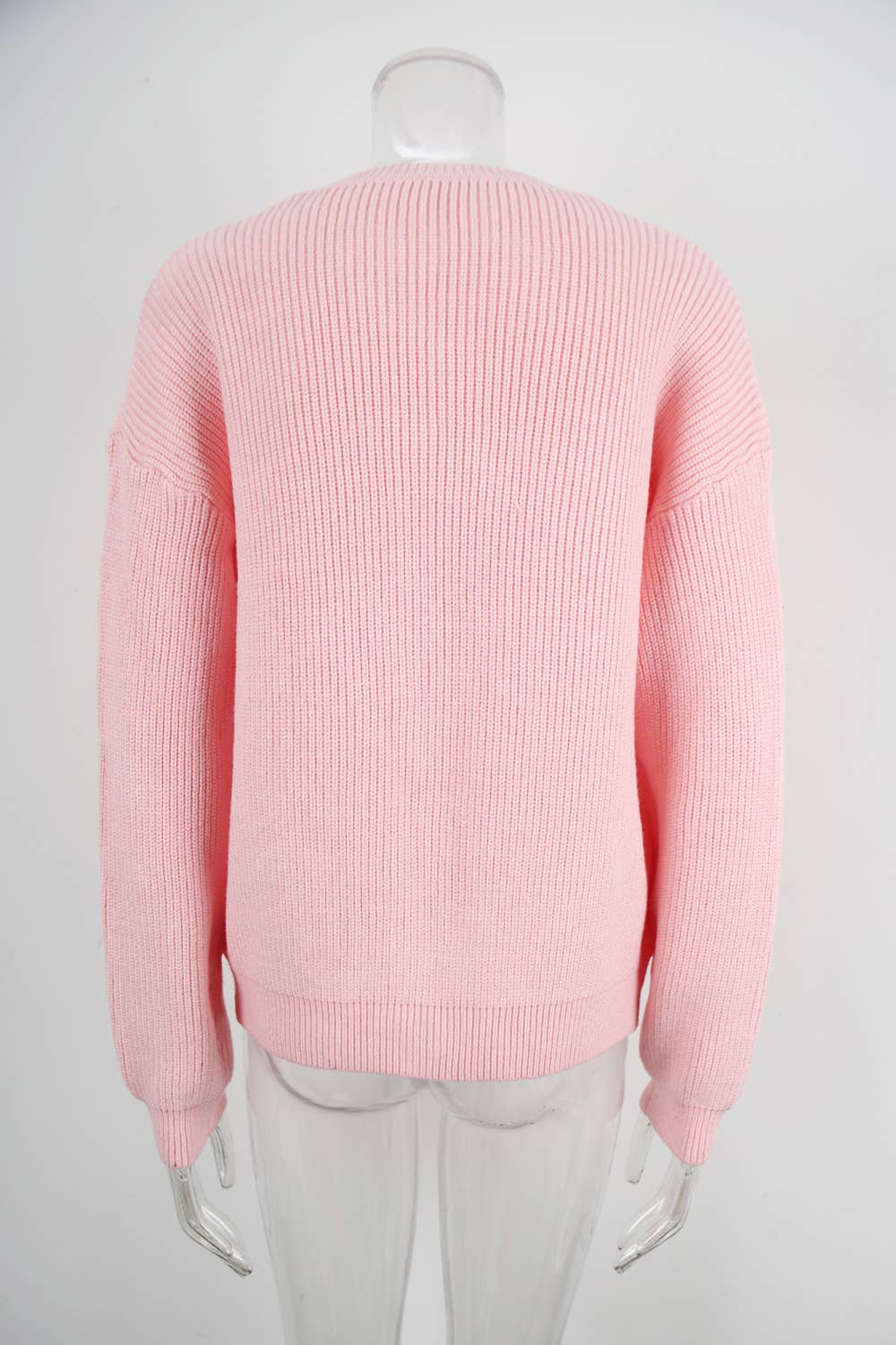 Round-neck solid-color knitted Cardigan