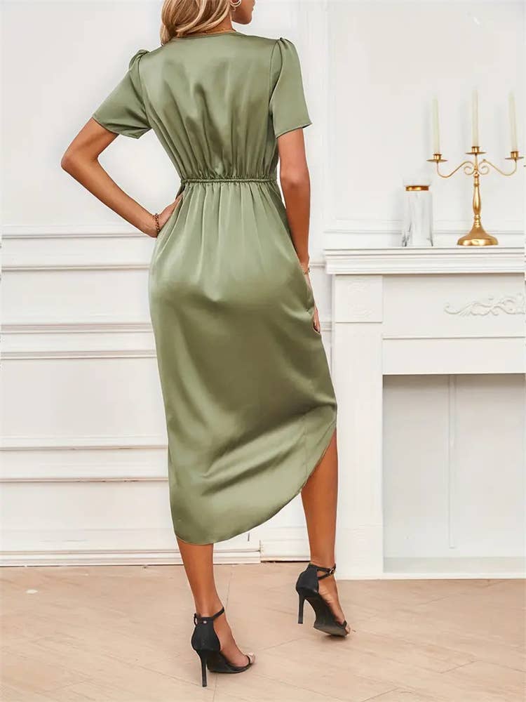 Wrap dress with cross-neck