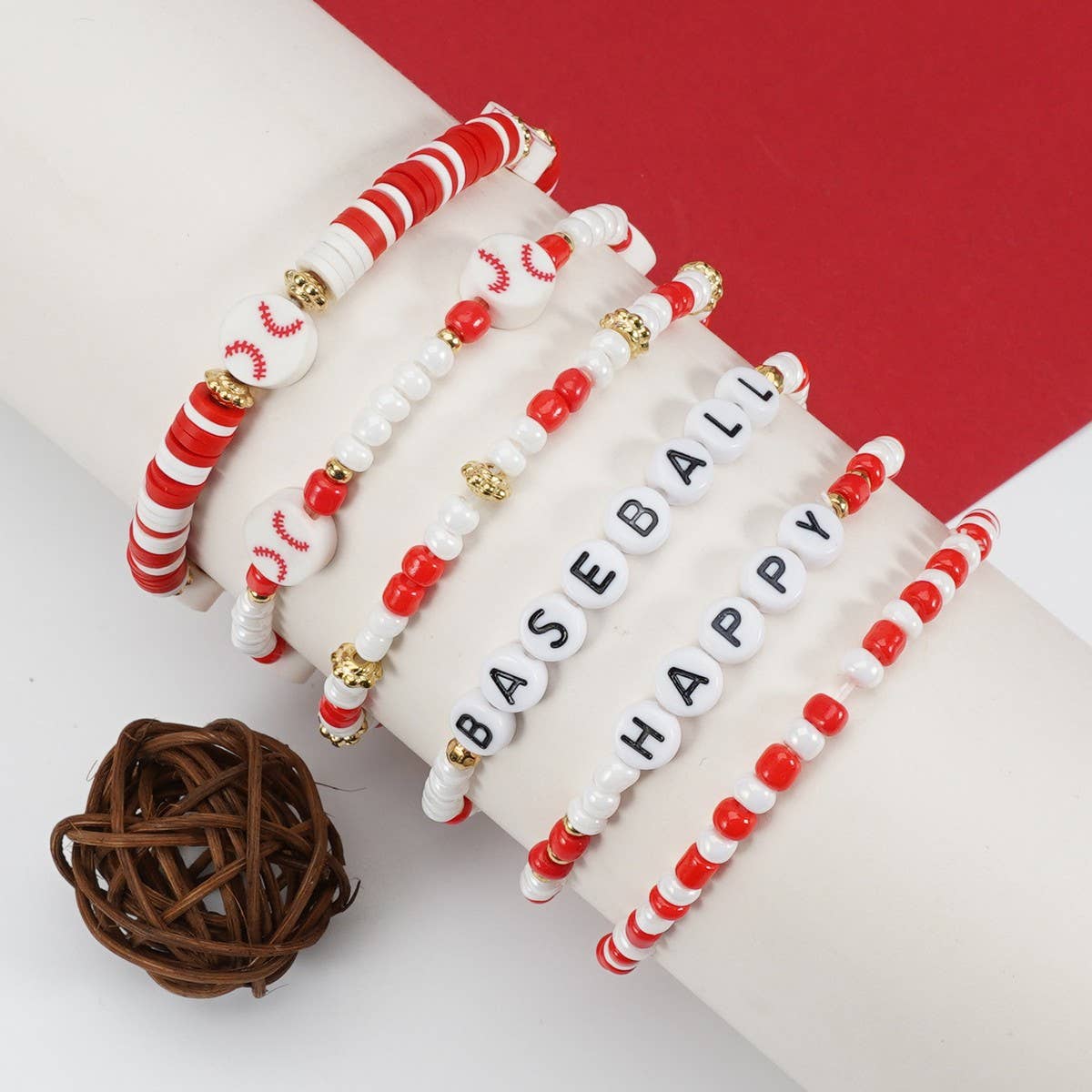 CWAJE05677_SPORTS BALL CHARM BEADED ELASTIC GAME BRACELET