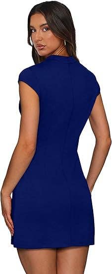Round-neck tight-fitting short-sleeved dress