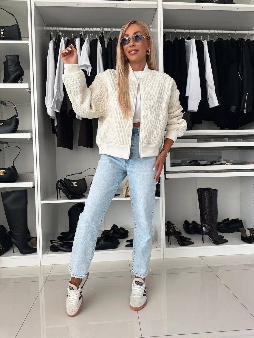 EMBROIDERED SHORT ZIPPER JACKET QUILTED JACKET