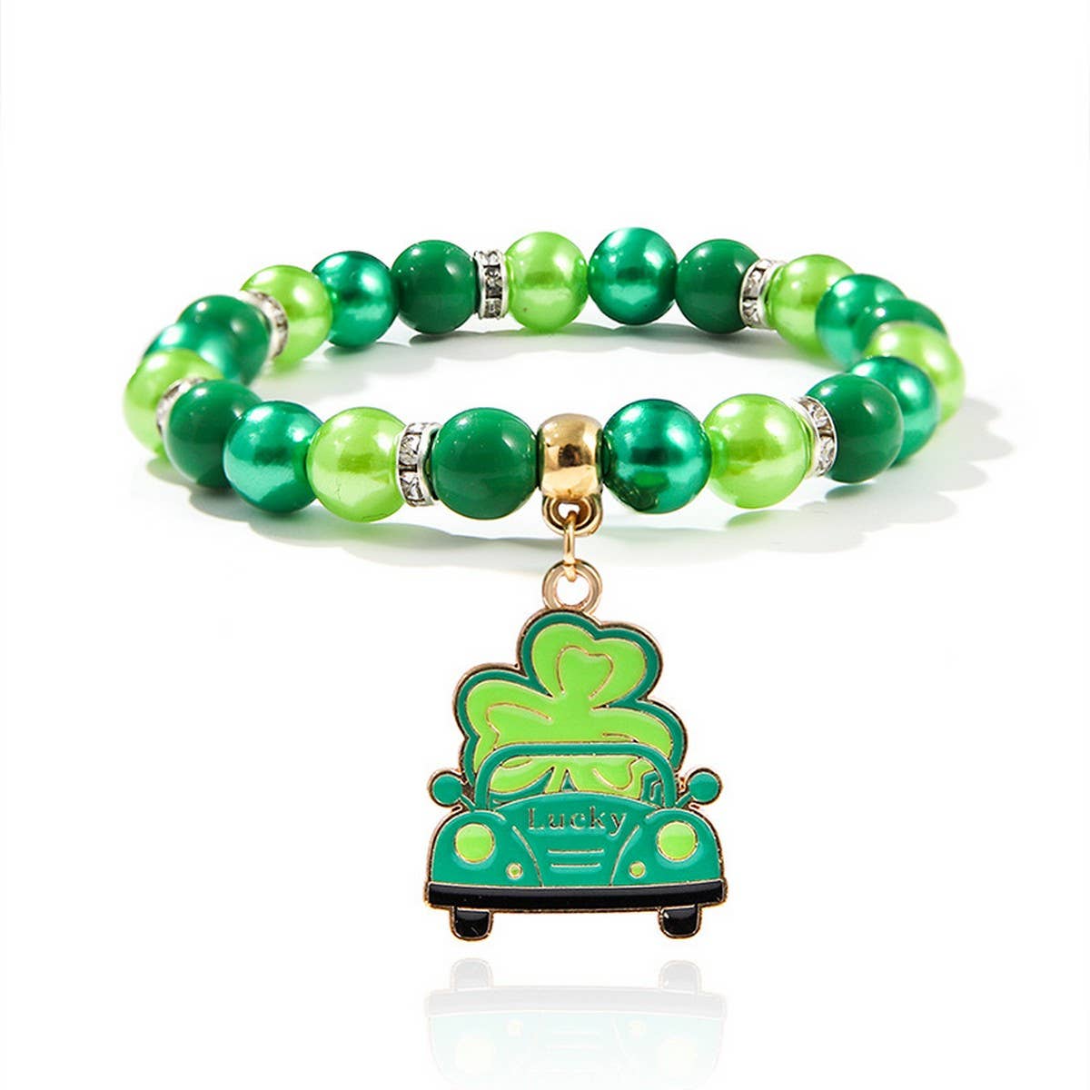 ST. PATRICK'S DAY IMITATION PEARL ACRYLIC BRACELET_CWMM3508