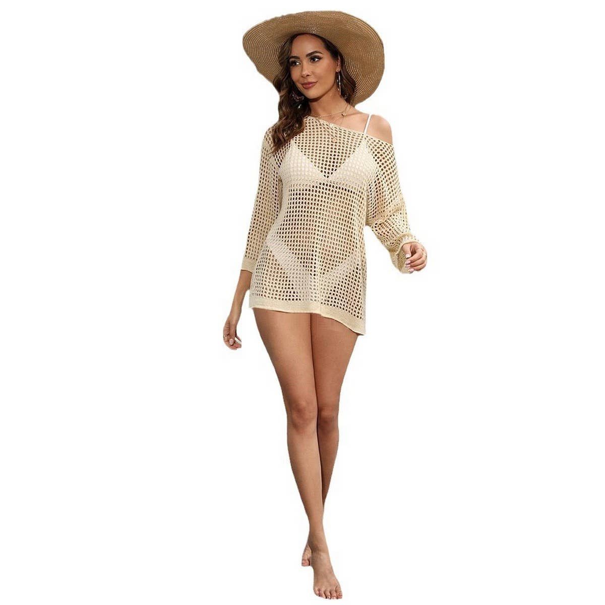 HOLLOW OUT BIKINI BEACH SWIMSUIT COVER UP