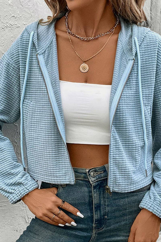 CWOHOL0686_CROPPED VINTAGE CORDUROY ZIP-UP HOODED JACKET