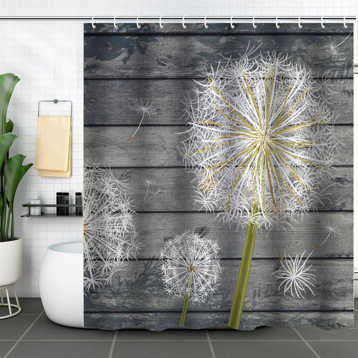 DANDELION FLOWER WATERPROOF SHOWER CURTAIN